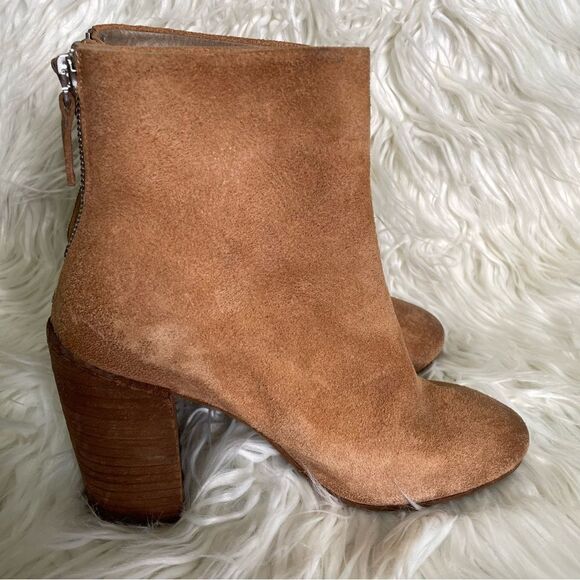 Marsell suede distressed‎ suede tan stacked block heel booties 37.5 - Picture 4 of 9